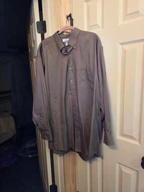 ENRO Men's Long-Sleeve Button-Down Shirt in Taupe Brown